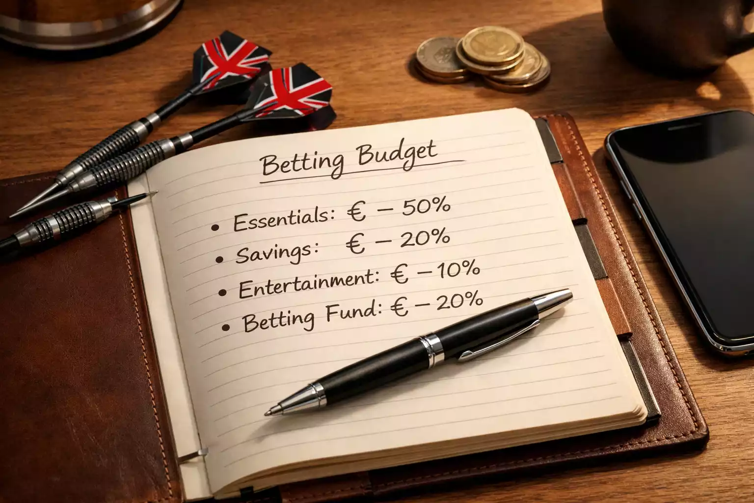 Notitieboek met budget planning en euronotities