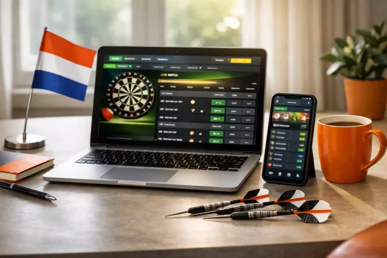 Nederlandse darts bookmakers vergelijken op laptop en smartphone