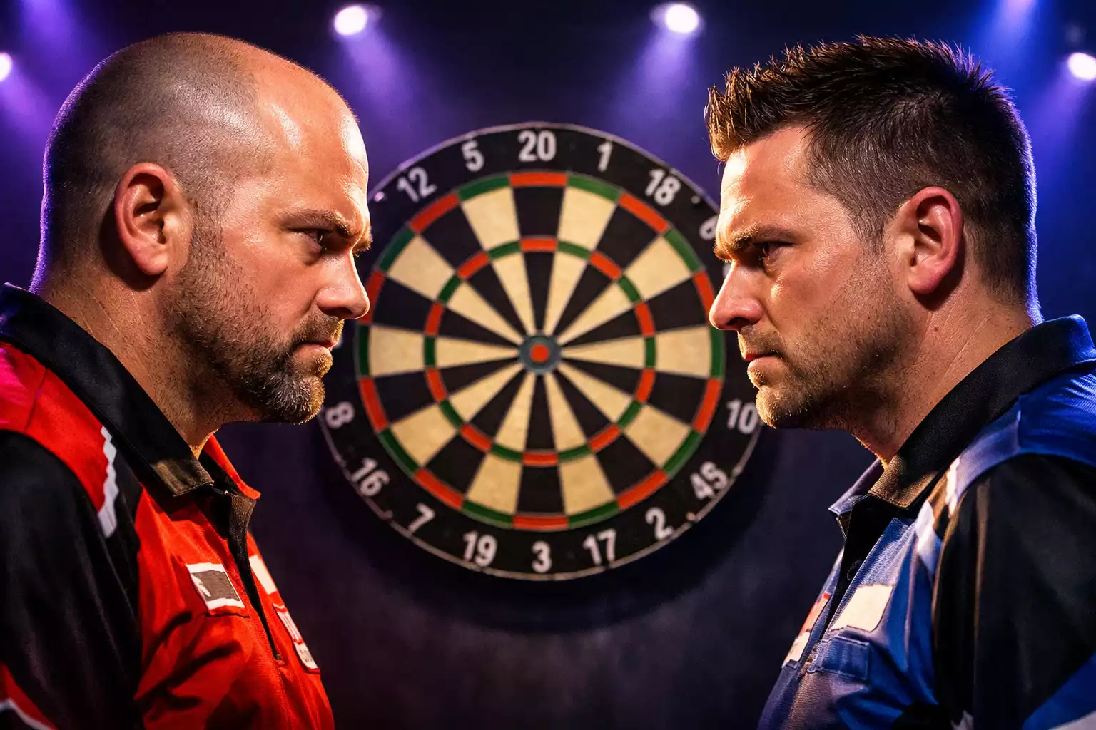 Twee dartspelers tegenover elkaar in competitie