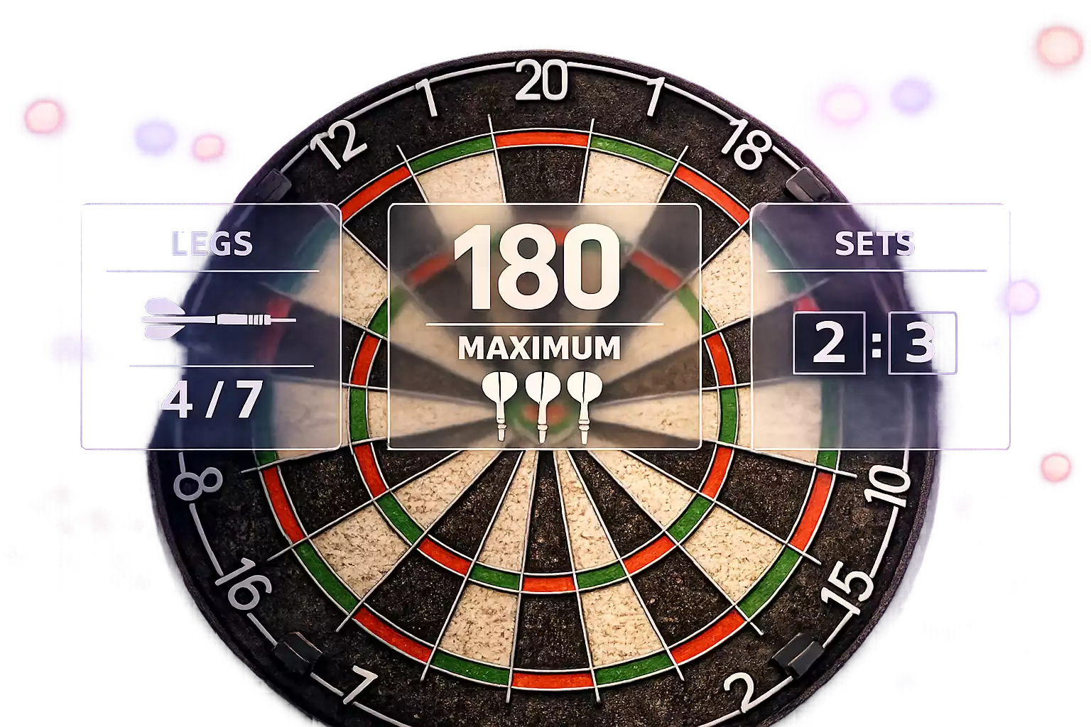 Dartsbord met verschillende wedmarkten overlay